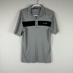 Travis Mathew Gray Black Short Sleeve Golfing Golf Polo Shirt Size Medium